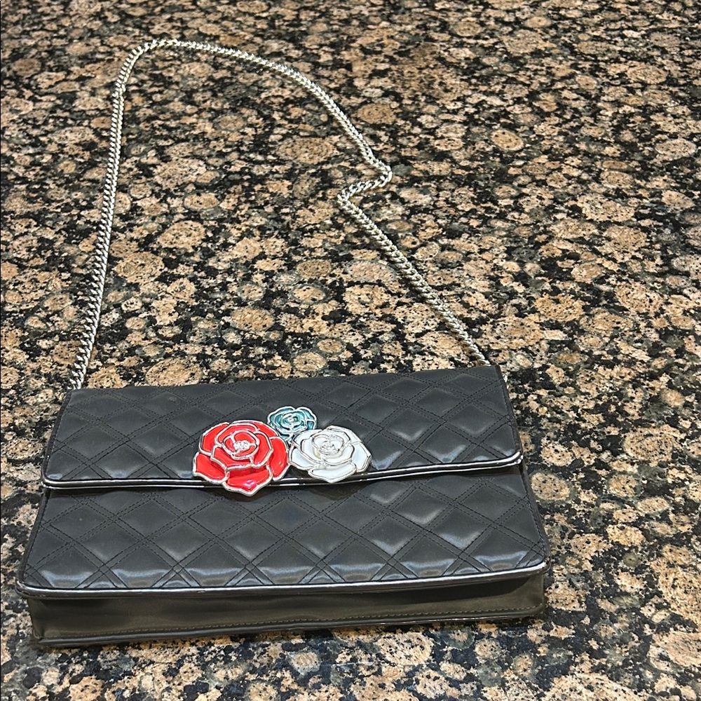 Jacobs by Marc Jacobs Black Quilted Clutch with Floral Accents - Picture 2 of 7
